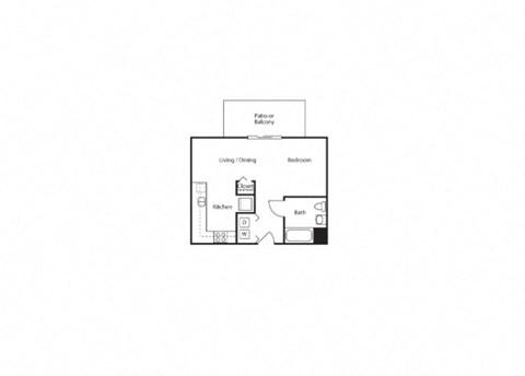 Floor plan for studio, 1 bath, 408 sqft